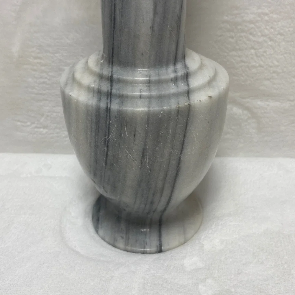 Marble Vase Stone Carved Floral Swirl Design Decorative Tabletop‎ Accent *SEE*